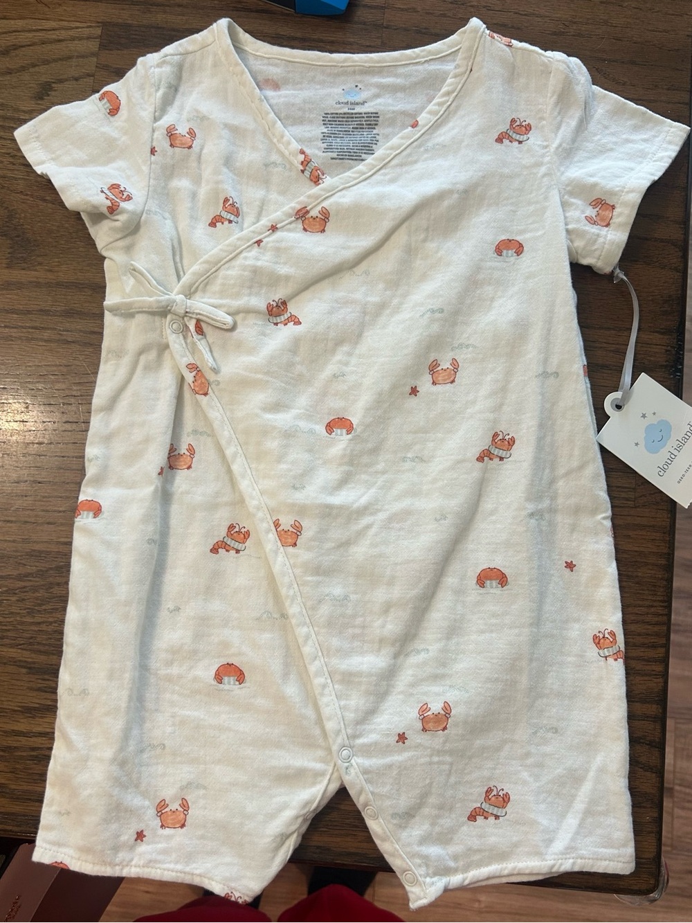 cloud island White and Orange Crab Print Wrap Romper